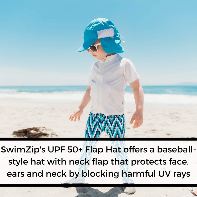 SwimZip قبعة سباحة زيب مع لسان للرقبة | حماية UPF 50+ للأطفال والرضع والأطفال الصغار في الماء - Image 3